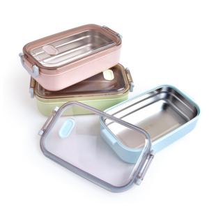 韓式午餐盒簡約時尚304不銹鋼便當飯盒創意透明便當盒